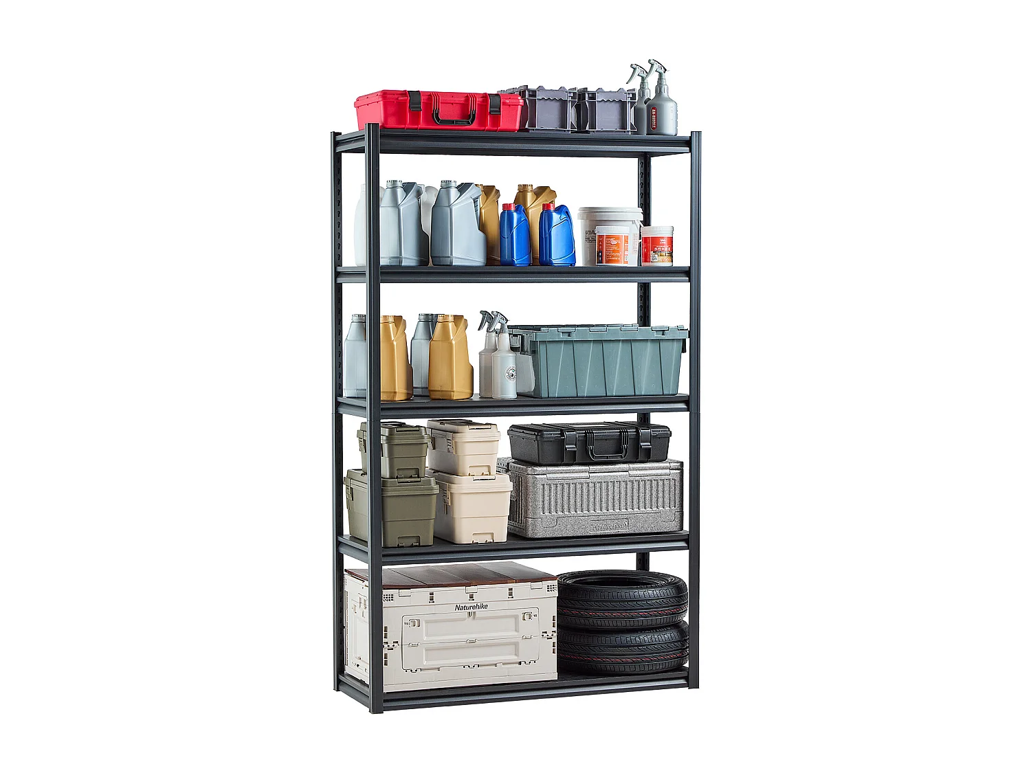 Étagère Métallique Garage SucceBuy Étagère de Rangement pour Garage à 5 Niveaux 46 cm P x 122 cm L x 198 cm H