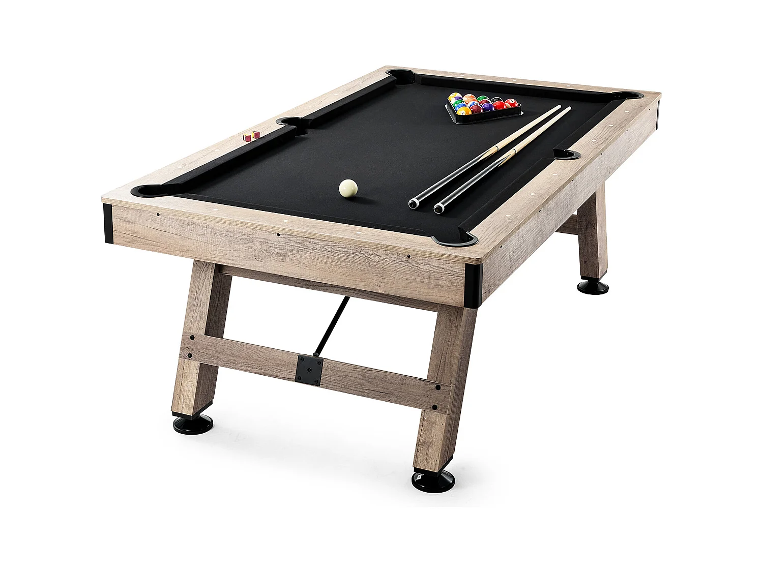 Table de Billard de 213 cm, Table Transformable - Ensemble de Table de Billard, Tissu Noir, pour Salle de Jeux