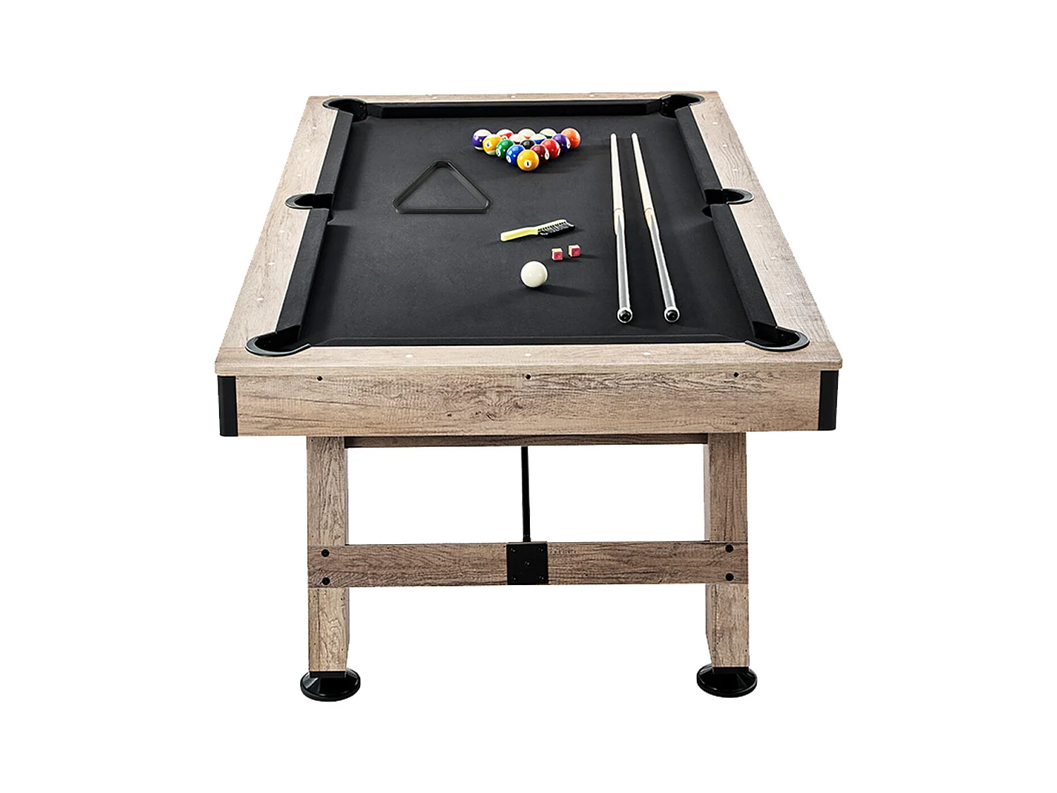 Table de Billard de 213 cm, Table Transformable - Ensemble de Table de Billard, Tissu Noir, pour Salle de Jeux
