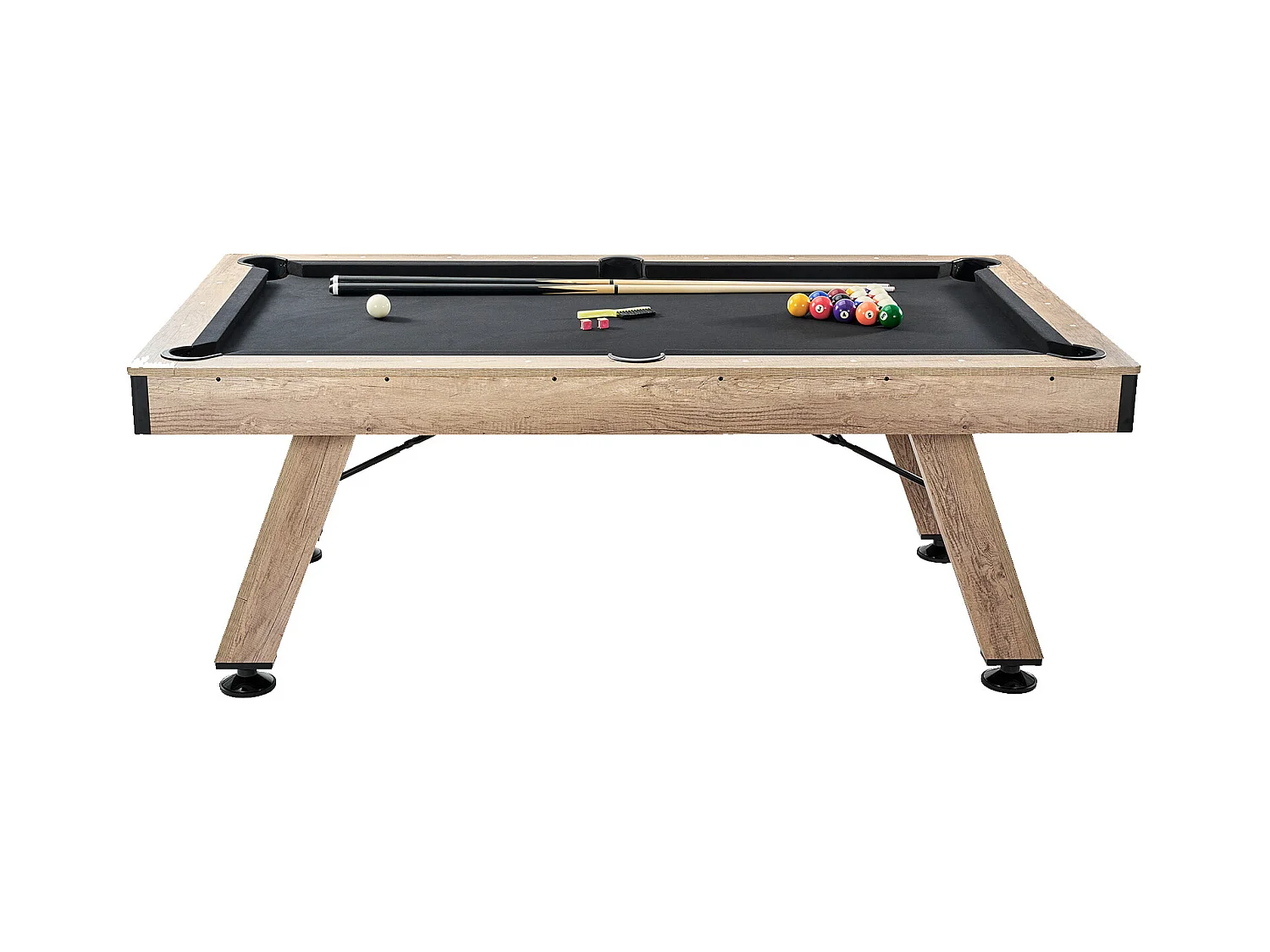 Table de Billard de 213 cm, Table Transformable - Ensemble de Table de Billard, Tissu Noir, pour Salle de Jeux