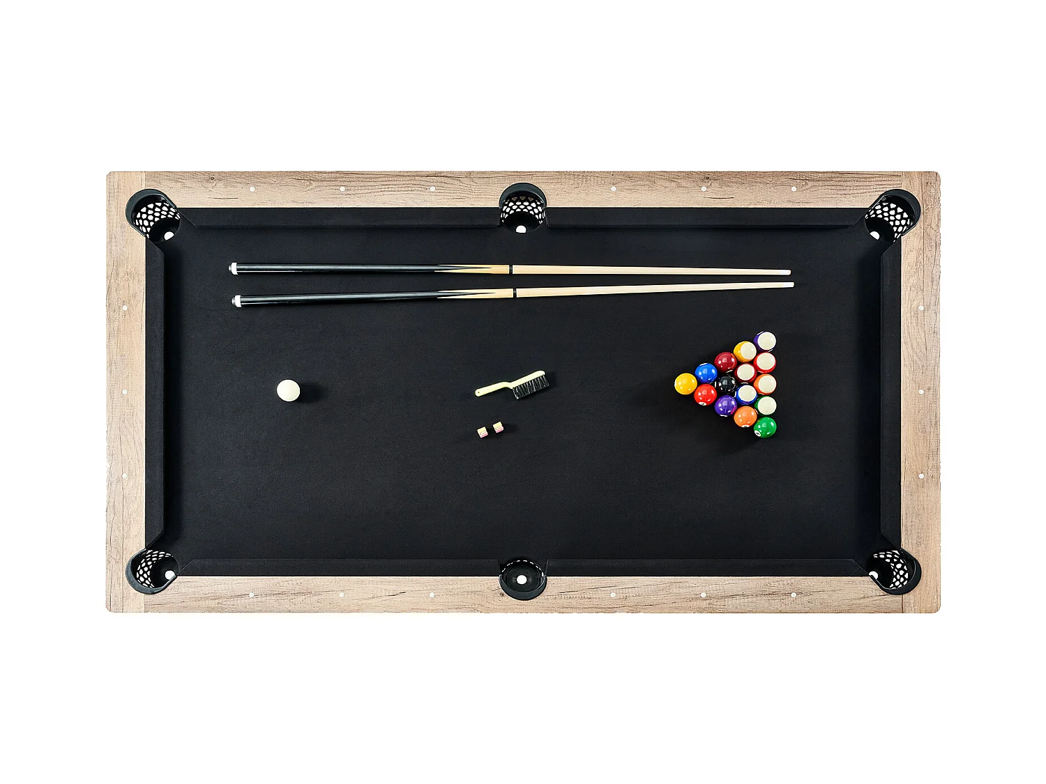 Table de Billard de 213 cm, Table Transformable - Ensemble de Table de Billard, Tissu Noir, pour Salle de Jeux