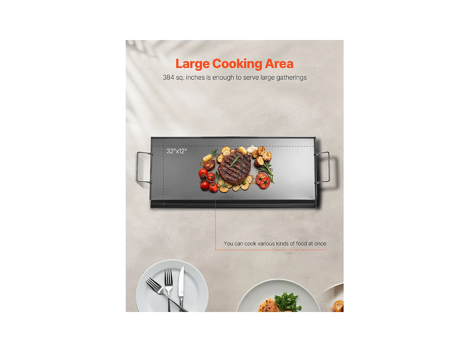 Plaque de Gril, SucceBuy Plaque de Cuisson en Acier Carbone, Poêle à Griller 812 x 310 mm, Noir