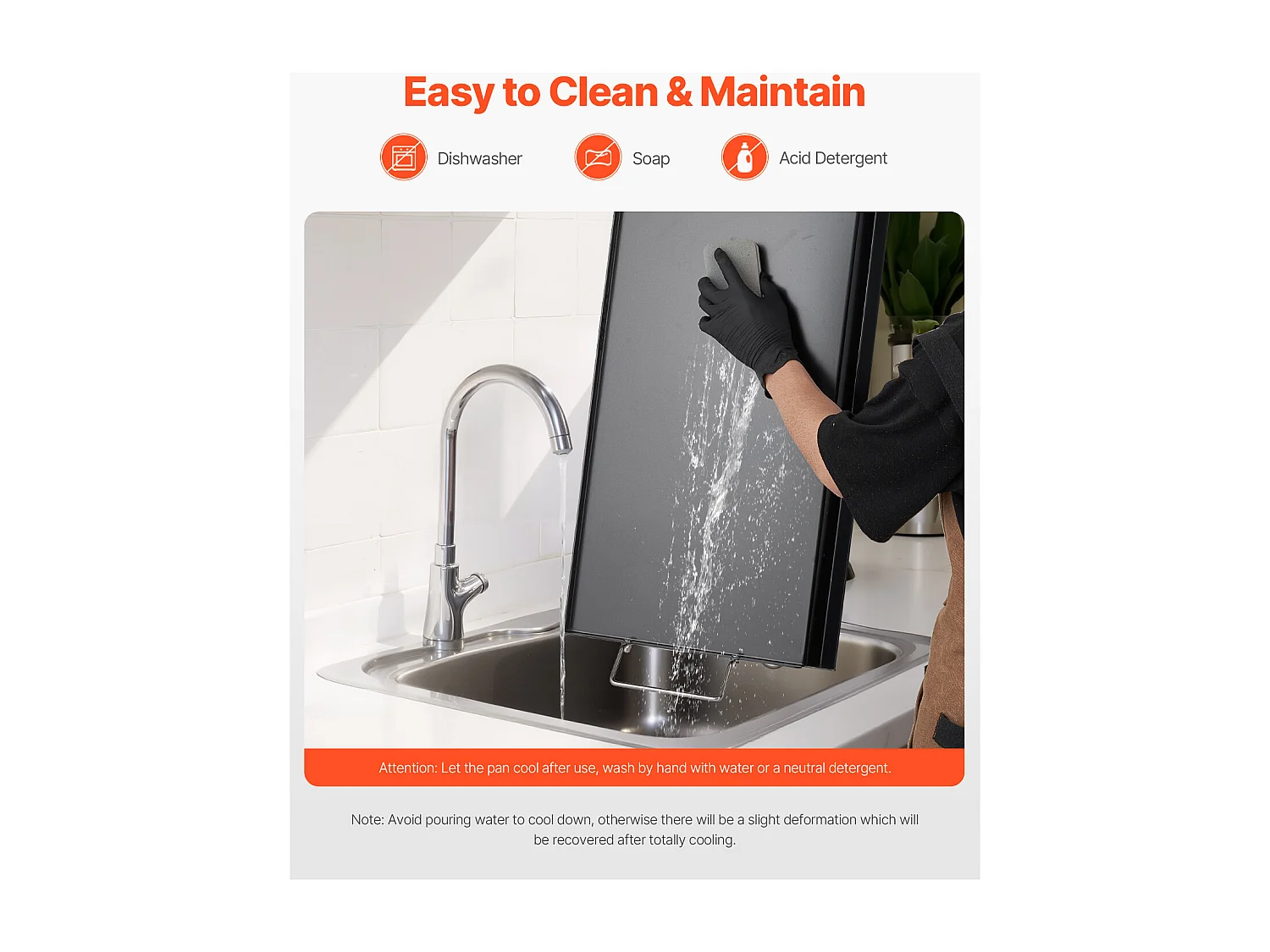 Plaque de Gril, SucceBuy Plaque de Cuisson en Acier Carbone, Poêle à Griller 812 x 310 mm, Noir