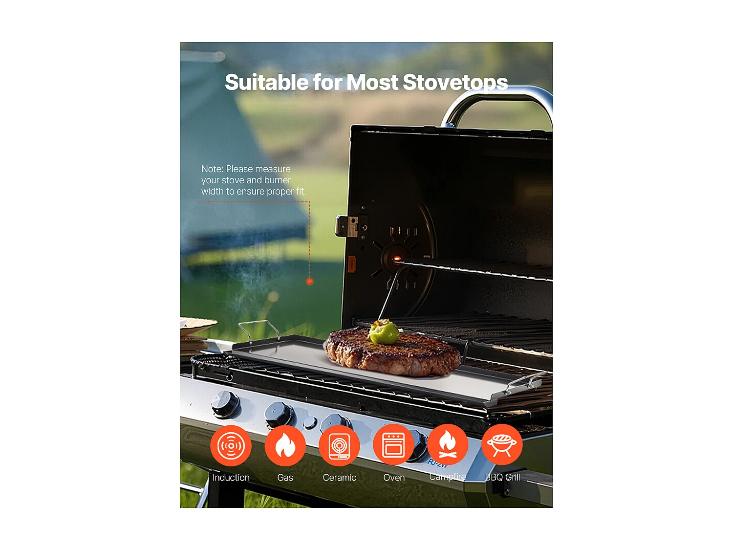 Plaque de Gril, SucceBuy Plaque de Cuisson en Acier Carbone, Poêle à Griller 812 x 310 mm, Noir