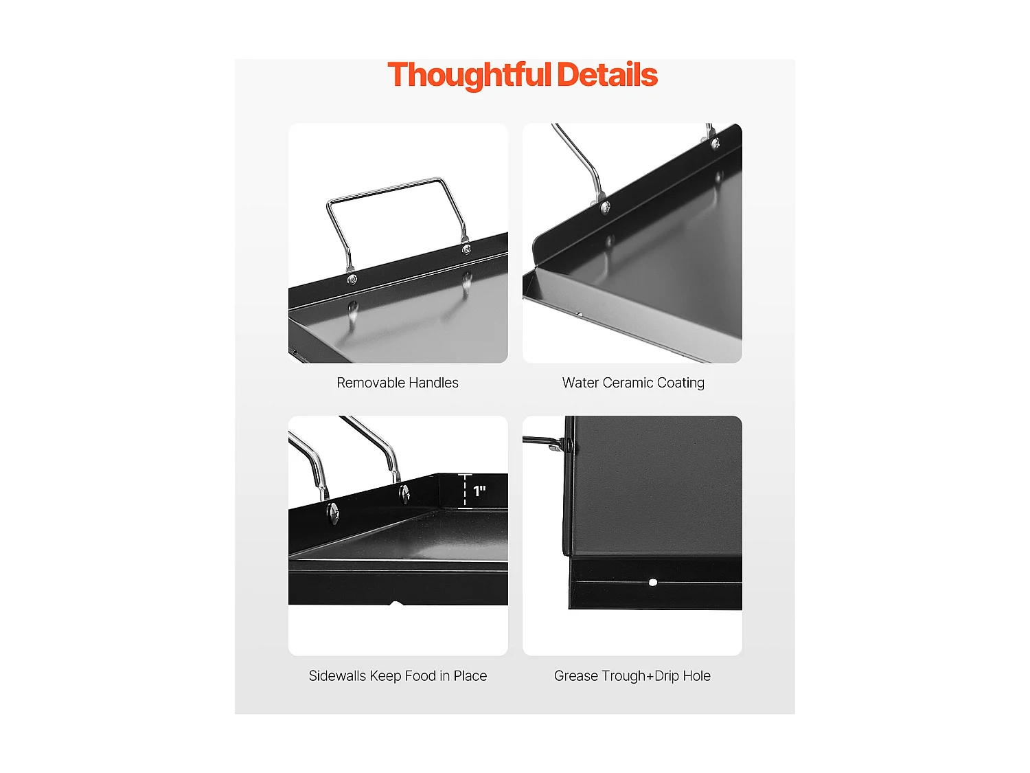 Plaque de Gril, SucceBuy Plaque de Cuisson en Acier Carbone, Poêle à Griller 812 x 310 mm, Noir