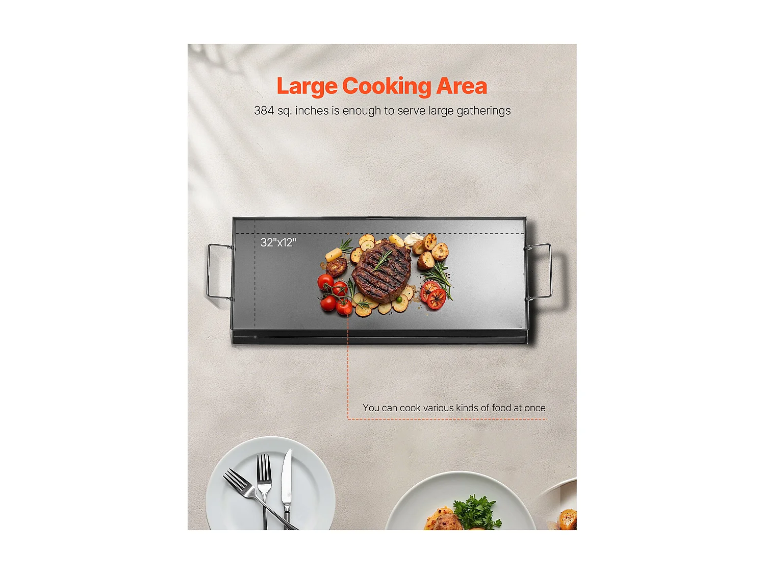 Plaque de Gril, SucceBuy Plaque de Cuisson en Acier Carbone, Poêle à Griller 812 x 310 mm, Noir