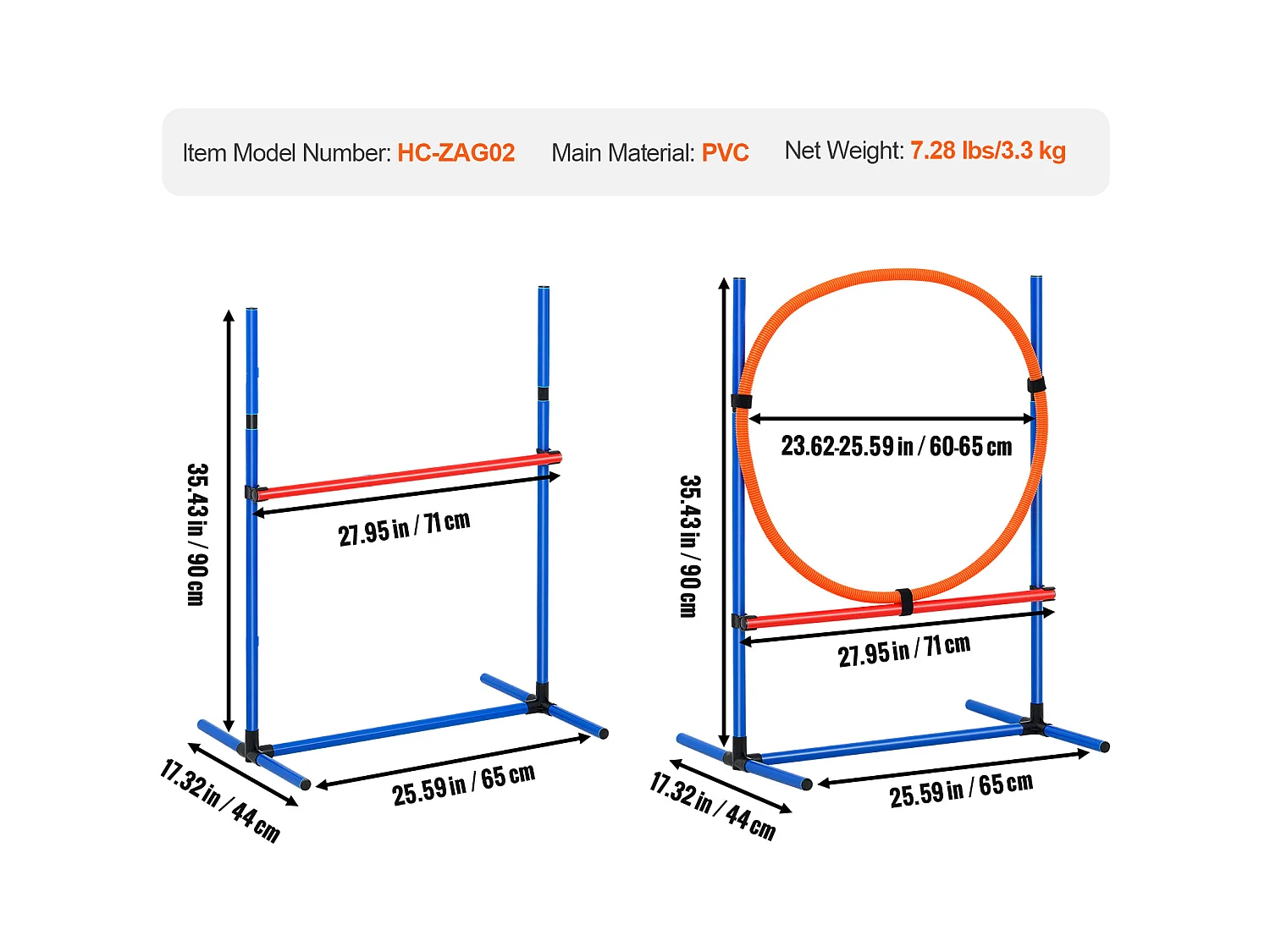 Kit d’Agilité, SucceBuy Équipement d’Entraînement d’Agilité pour Chien Ensemble de 4 Pièces avec Haies et Cerceau de Saut