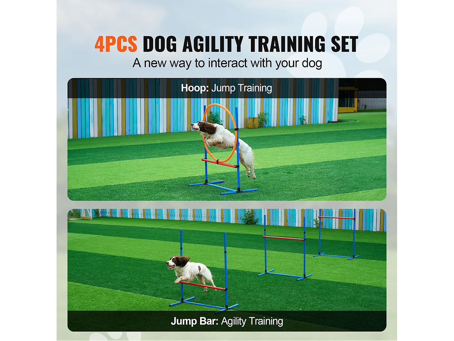 Kit per l’Agilità, SucceBuy, Attrezzatura per l’Addestramento all’Agilità del Cane, Set da 4 Pezzi con Ostacoli e Cerchio per Saltare