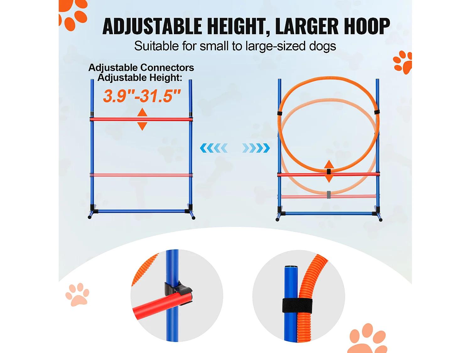 Kit per l’Agilità, SucceBuy, Attrezzatura per l’Addestramento all’Agilità del Cane, Set da 4 Pezzi con Ostacoli e Cerchio per Saltare