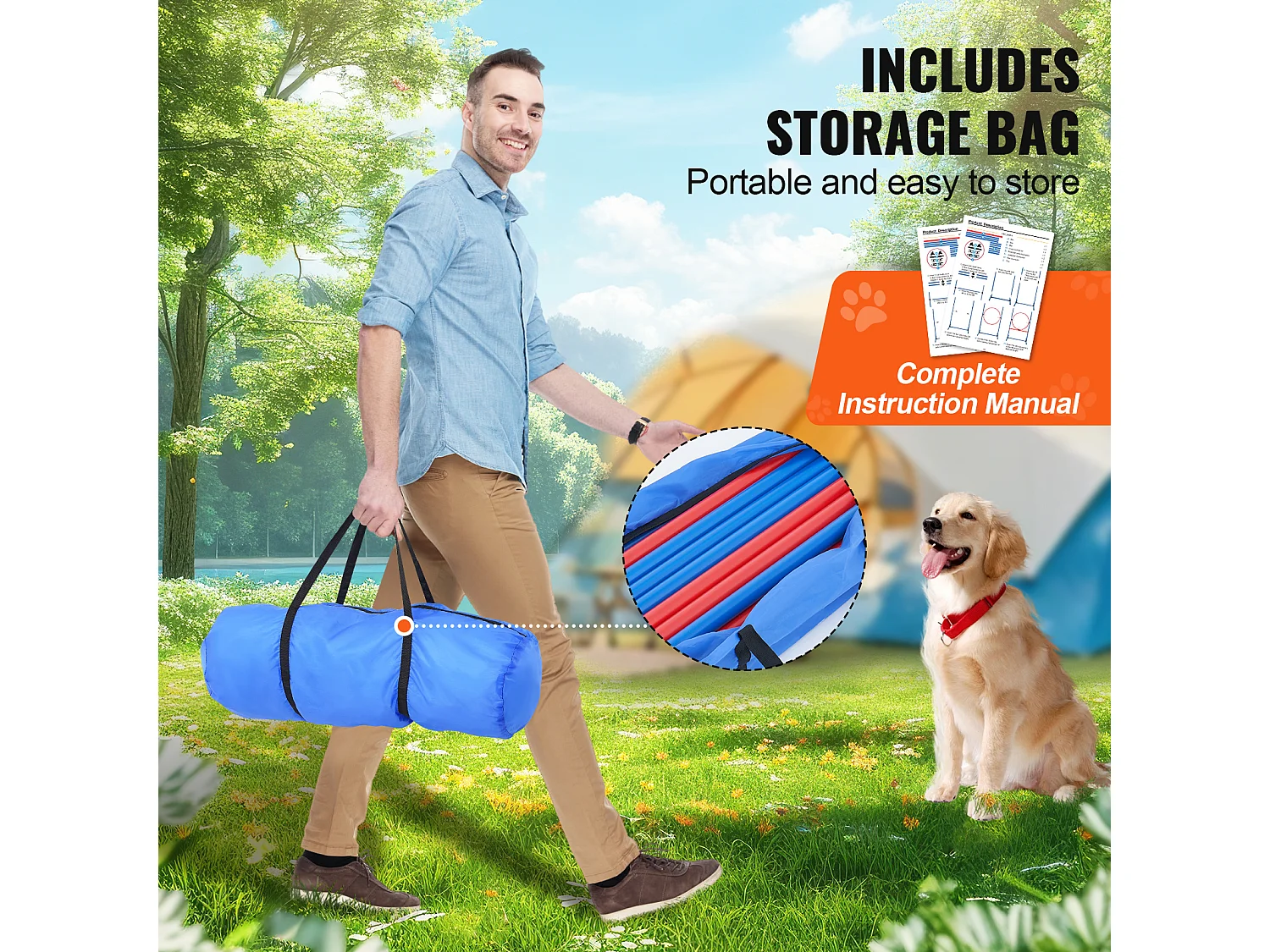 Kit per l’Agilità, SucceBuy, Attrezzatura per l’Addestramento all’Agilità del Cane, Set da 4 Pezzi con Ostacoli e Cerchio per Saltare