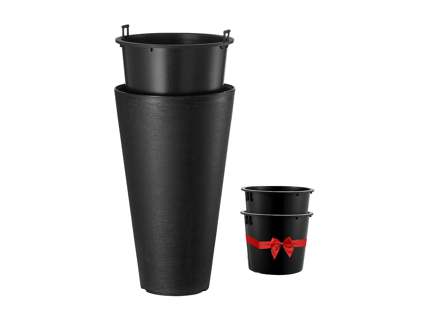 Macetas SucceBuy, Juego de 2, Redondas y Cónicas de 61 cm, para Uso en Exteriores e Interiores