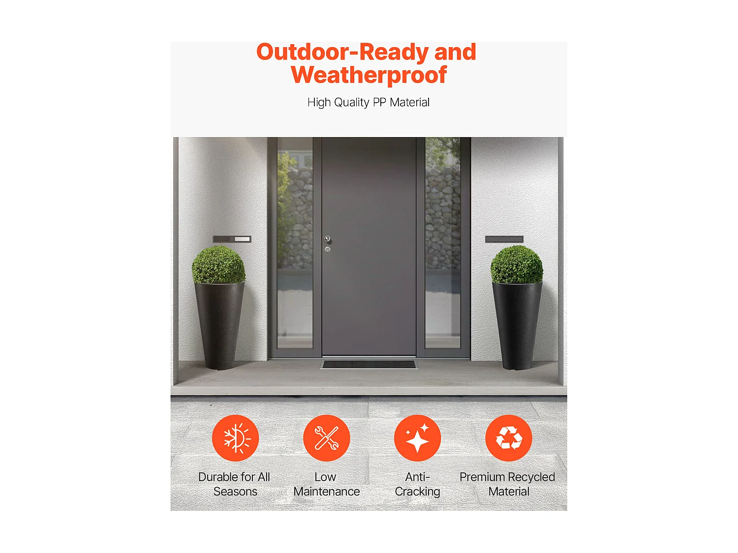 Macetas SucceBuy, Juego de 2, Redondas y Cónicas de 61 cm, para Uso en Exteriores e Interiores