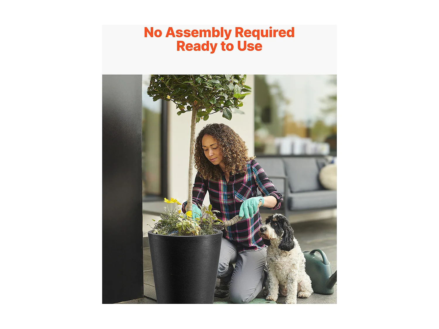 Macetas SucceBuy, Juego de 2, Redondas y Cónicas de 61 cm, para Uso en Exteriores e Interiores