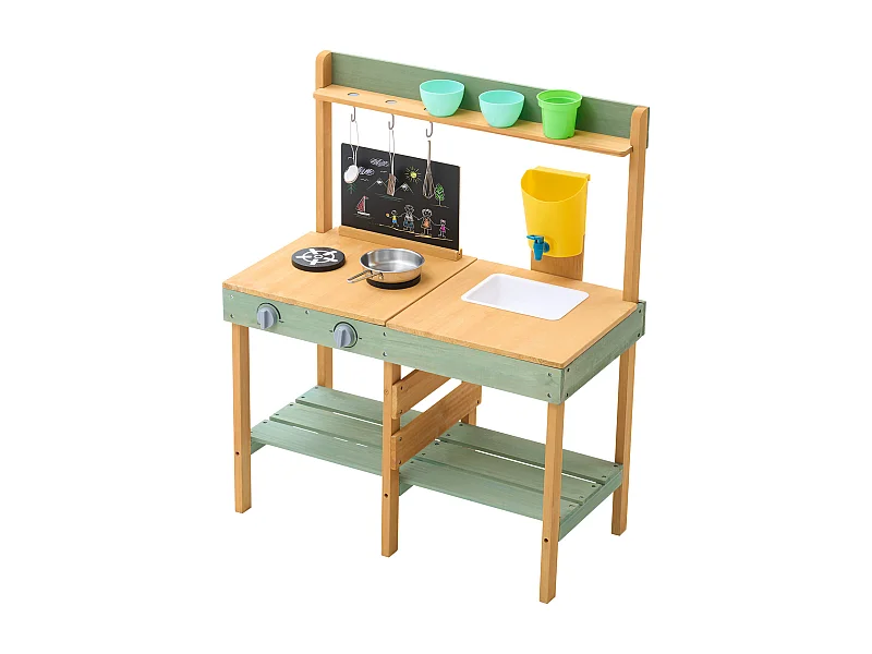 Cuisine pour Enfants, SucceBuy Cuisine en Bois, Ensemble de Jeu d'Extérieur pour Enfants