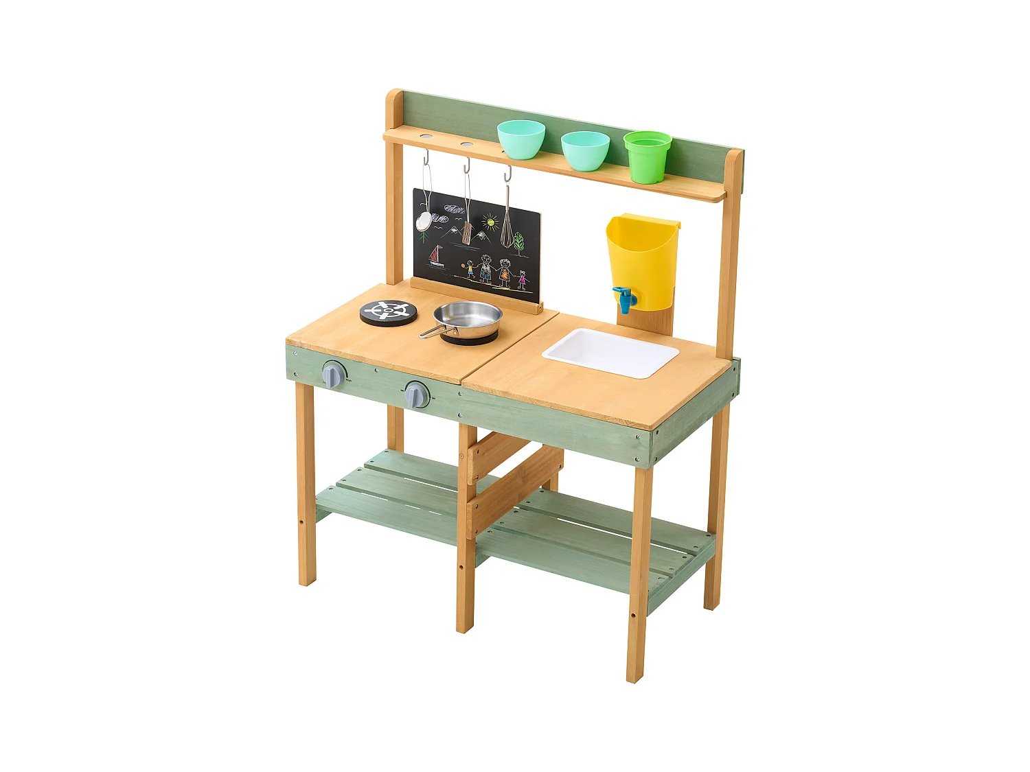 Kinderküche, SucceBuy Holzküche, Outdoor-Spielset für Kinder