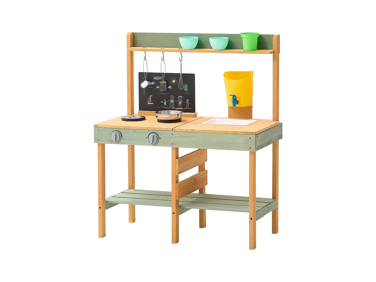 Kinderküche, SucceBuy Holzküche, Outdoor-Spielset für Kinder