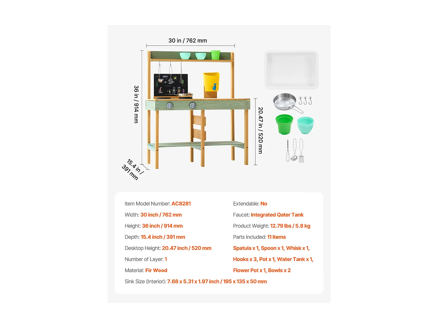 Cuisine pour Enfants, SucceBuy Cuisine en Bois, Ensemble de Jeu d'Extérieur pour Enfants