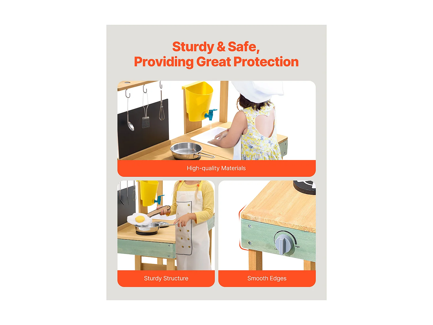 Cuisine pour Enfants, SucceBuy Cuisine en Bois, Ensemble de Jeu d'Extérieur pour Enfants