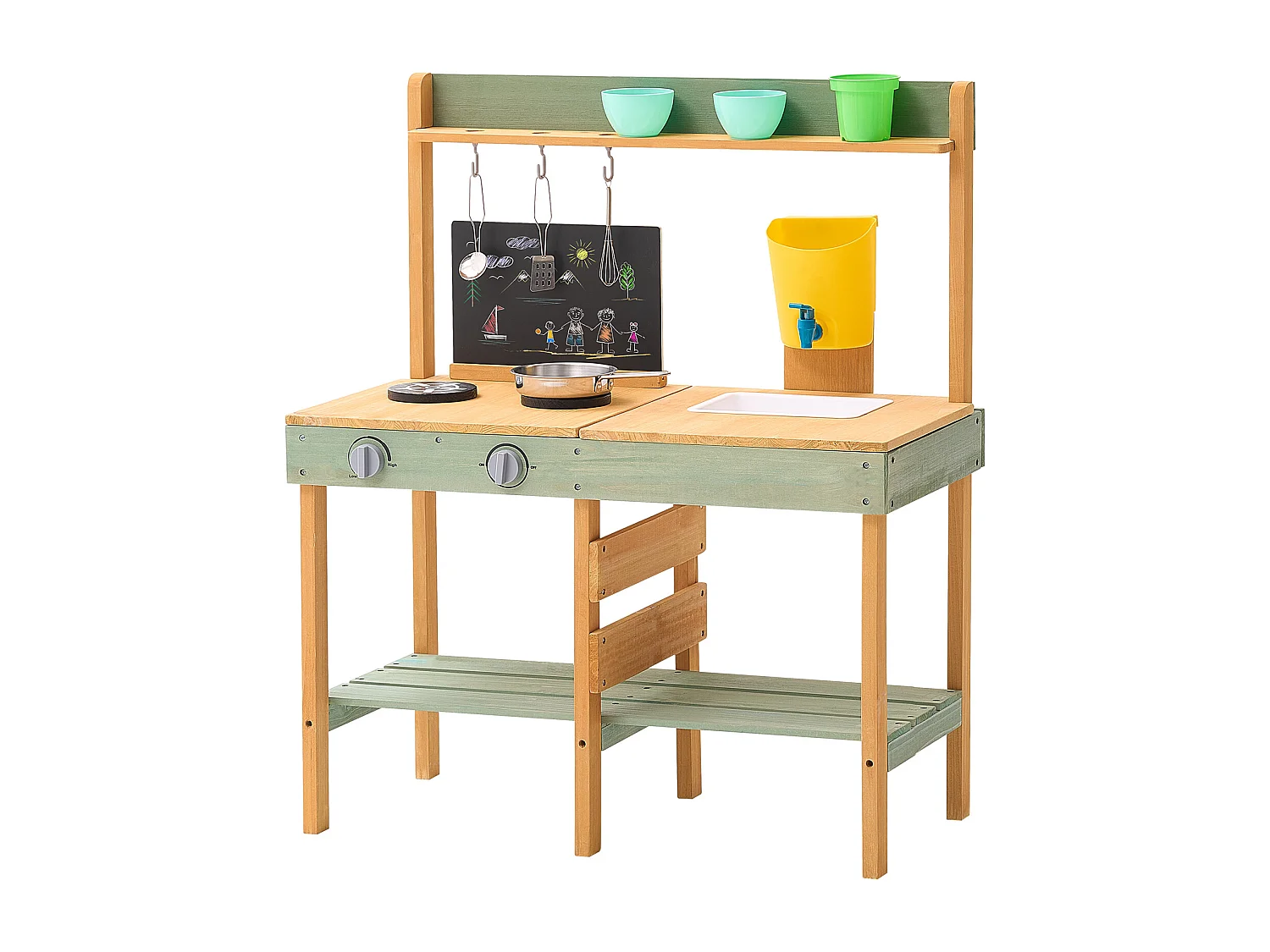 Cuisine pour Enfants, SucceBuy Cuisine en Bois, Ensemble de Jeu d'Extérieur pour Enfants