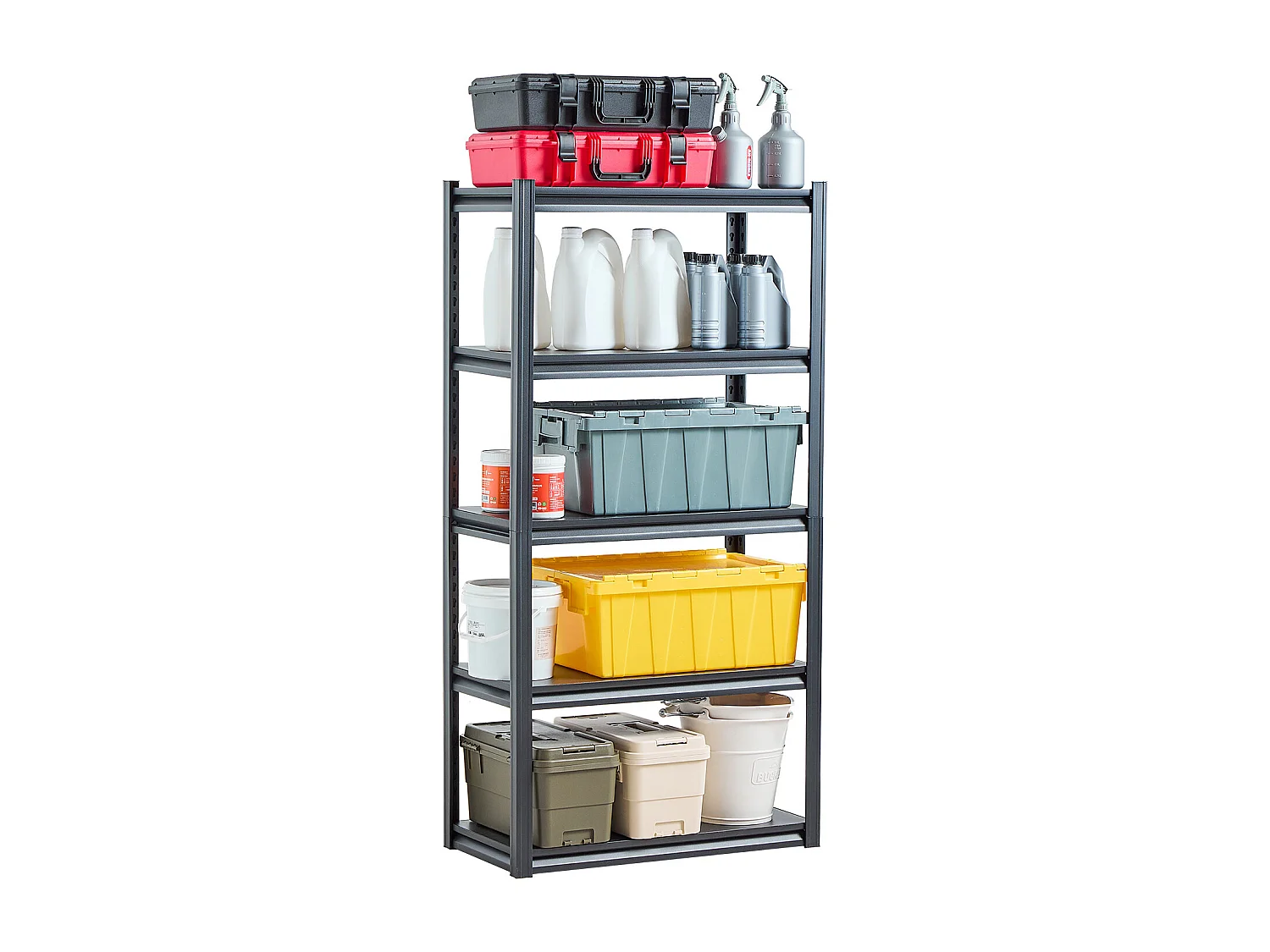 Estanterías Metálicas para Garaje SucceBuy Estantes de Almacenamiento para Garaje de 5 Niveles (41 cm de Profundidad x 81 cm de Ancho x 160 cm de Alto)