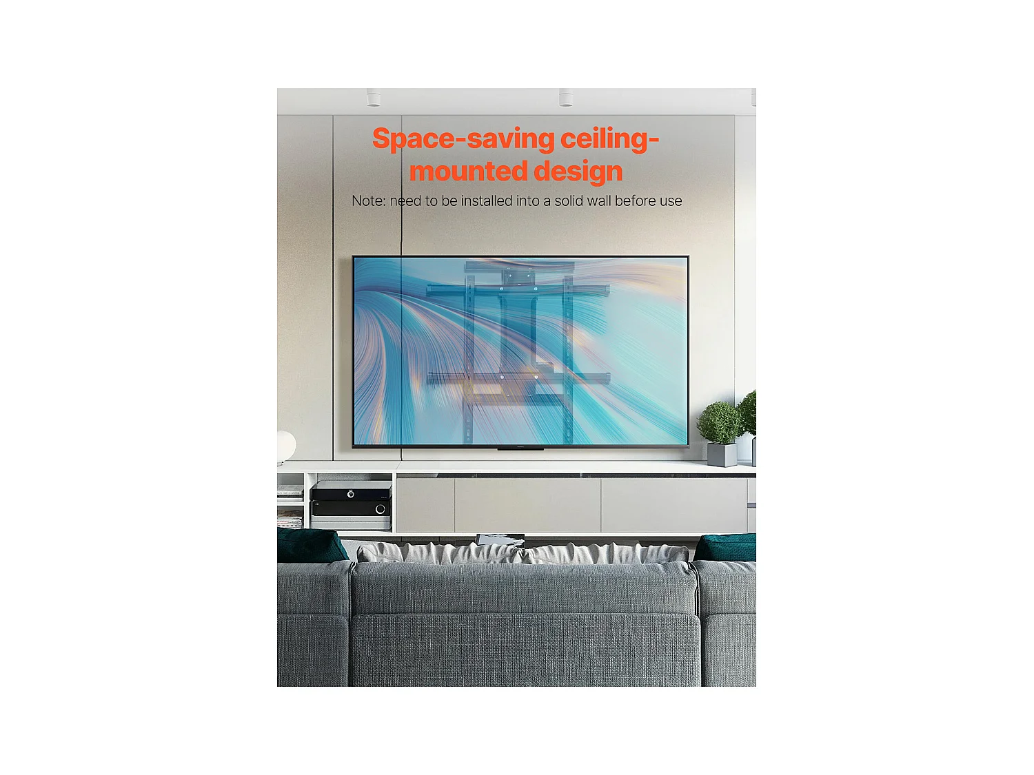 Support TV Murale SucceBuy Bâti Motorisé Électrique de Mur de TV pour 813-1651 mm TV, Support Abattant Réglable Électriquement avec VESA 60 x 60 cm