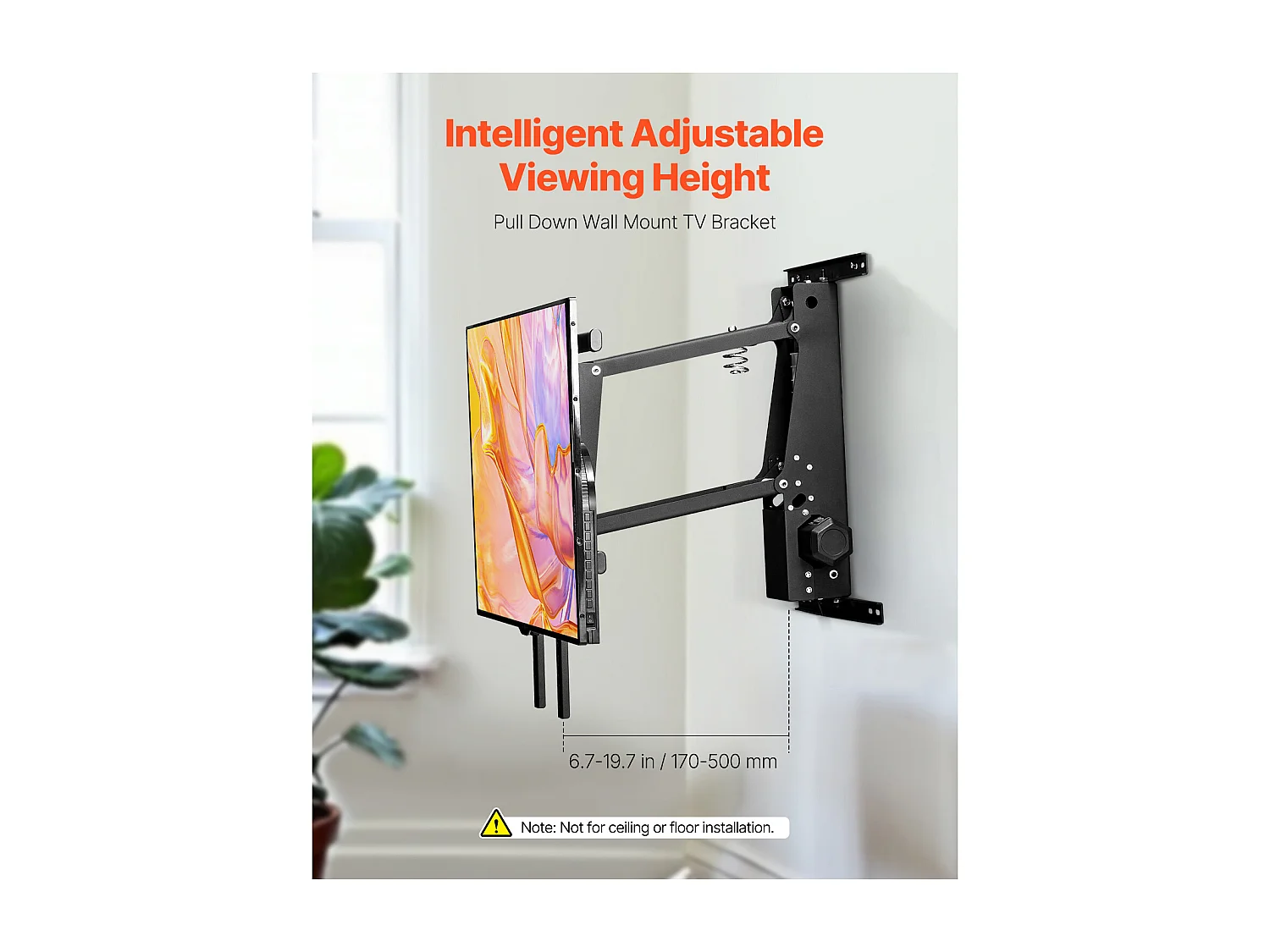 Supporto per TV a Parete SucceBuy Motorizzato Elettrico per TV da 813 a 1651 mm, Staffa a Discesa Regolabile Elettricamente con VESA 60 x 60 cm