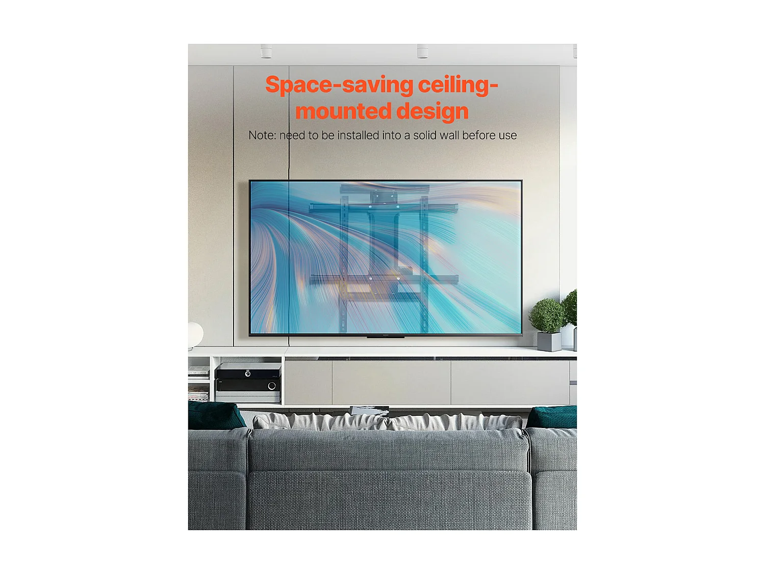 Supporto per TV a Parete SucceBuy Motorizzato Elettrico per TV da 813 a 1651 mm, Staffa a Discesa Regolabile Elettricamente con VESA 60 x 60 cm