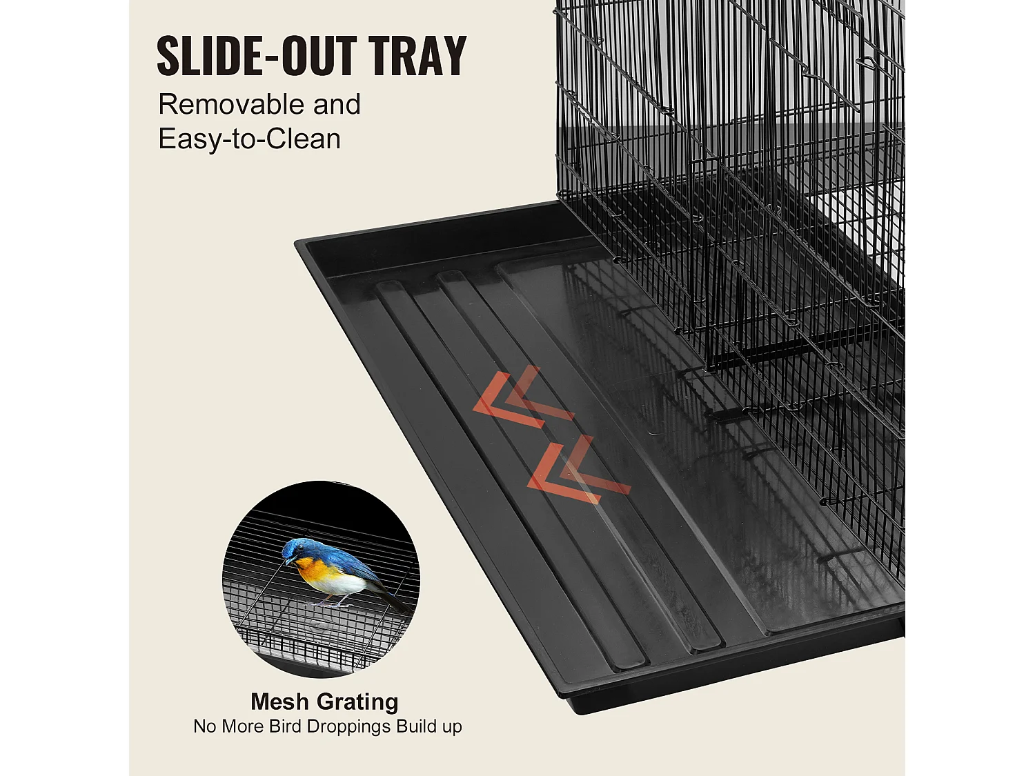 Gabbia per Uccelli, SucceBuy 46.5 cm - Con Dividerio, Nera per Pappagallini, Compatta