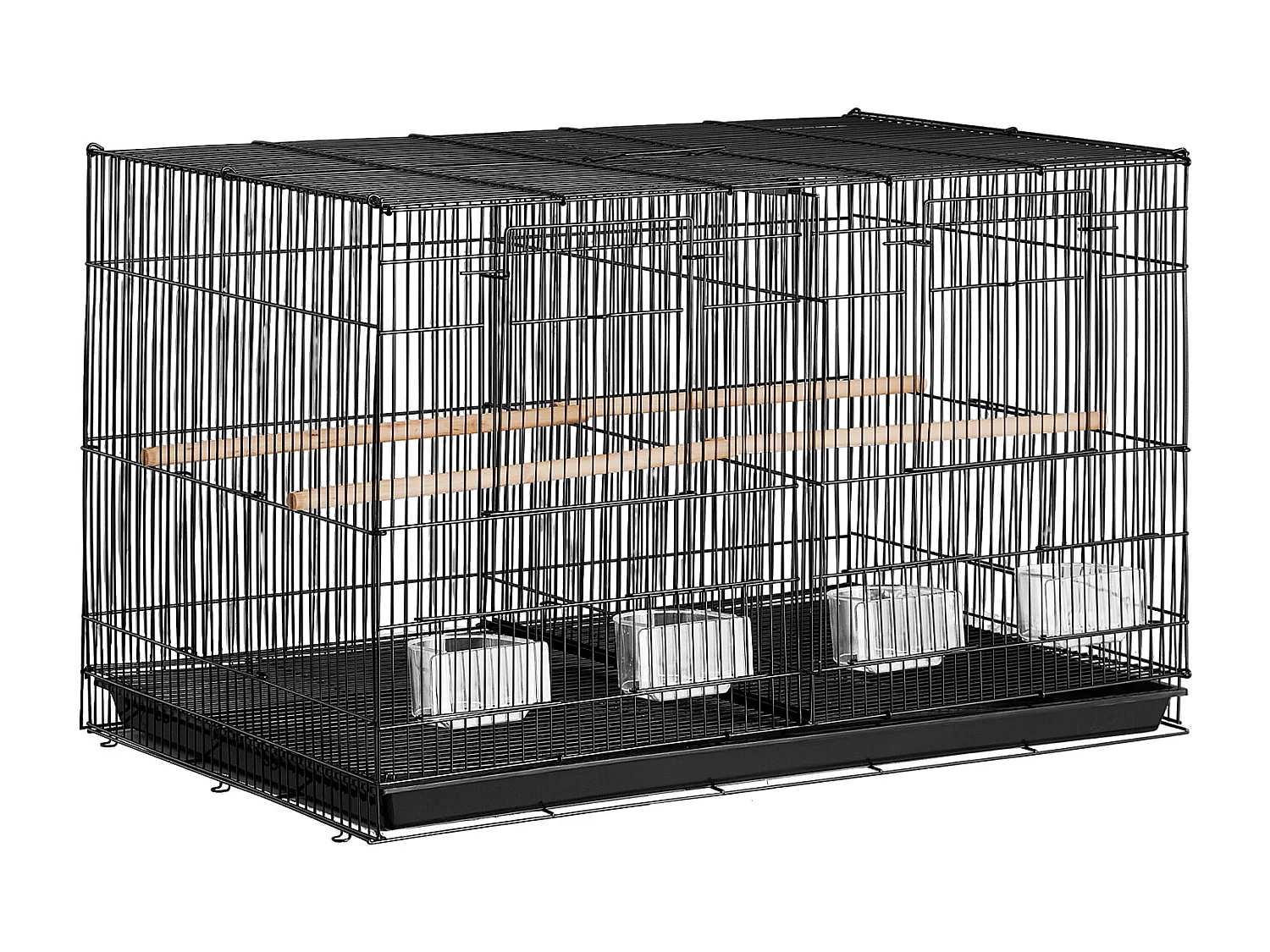 Cage à Oiseaux, SucceBuy Cage de Vol 46.5 cm - Avec Séparateur, Noire pour Perruches, Compacte