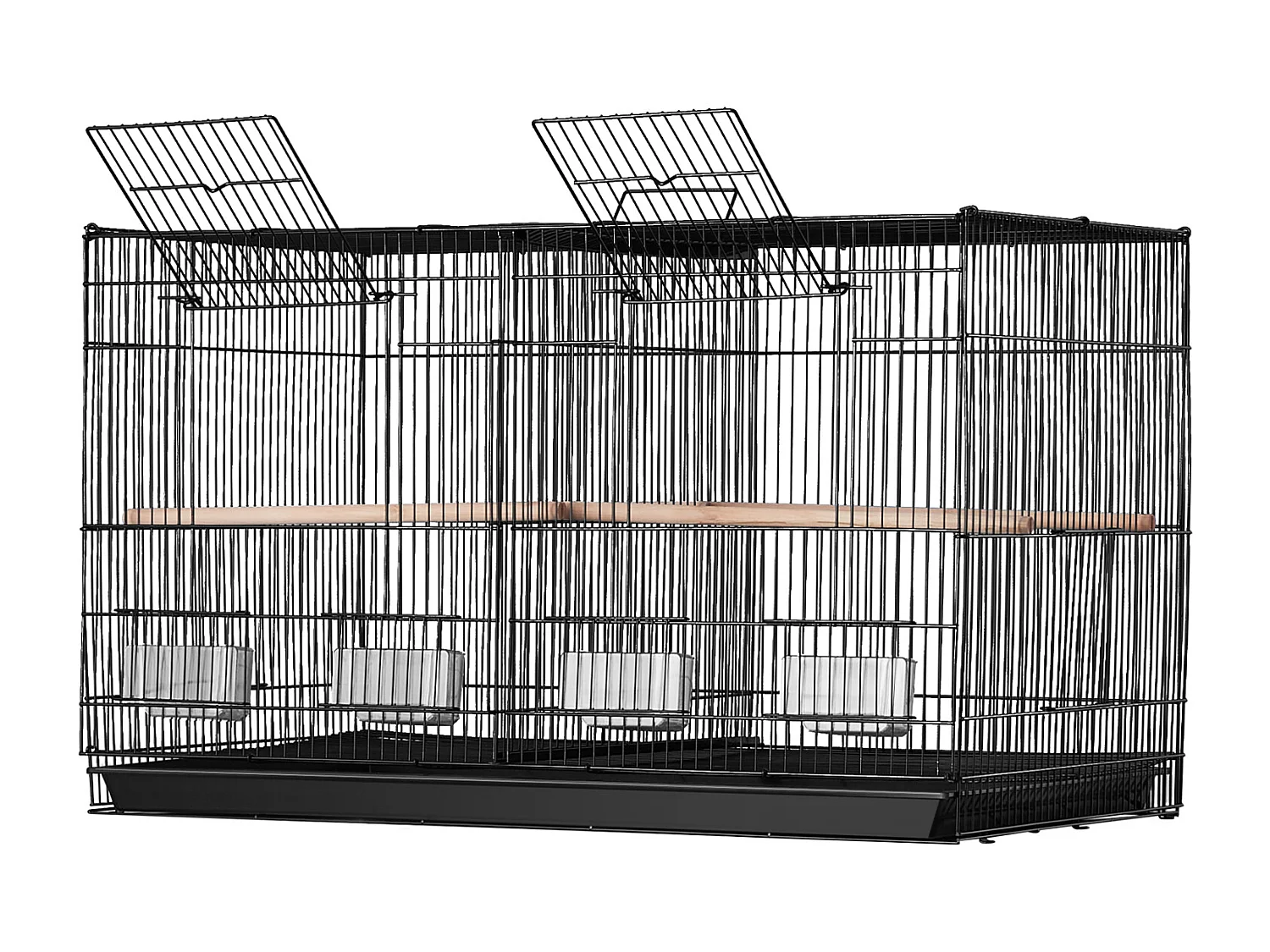 Cage à Oiseaux, SucceBuy Cage de Vol 46.5 cm - Avec Séparateur, Noire pour Perruches, Compacte