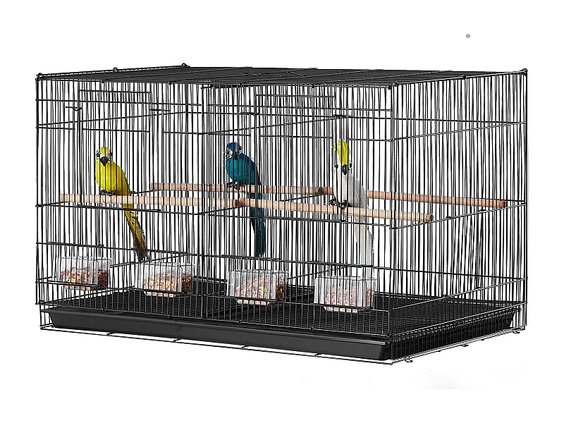 Jaula para Pájaros SucceBuy 46.5 cm - Con Divisor, Negra para Periquitos, Compacta