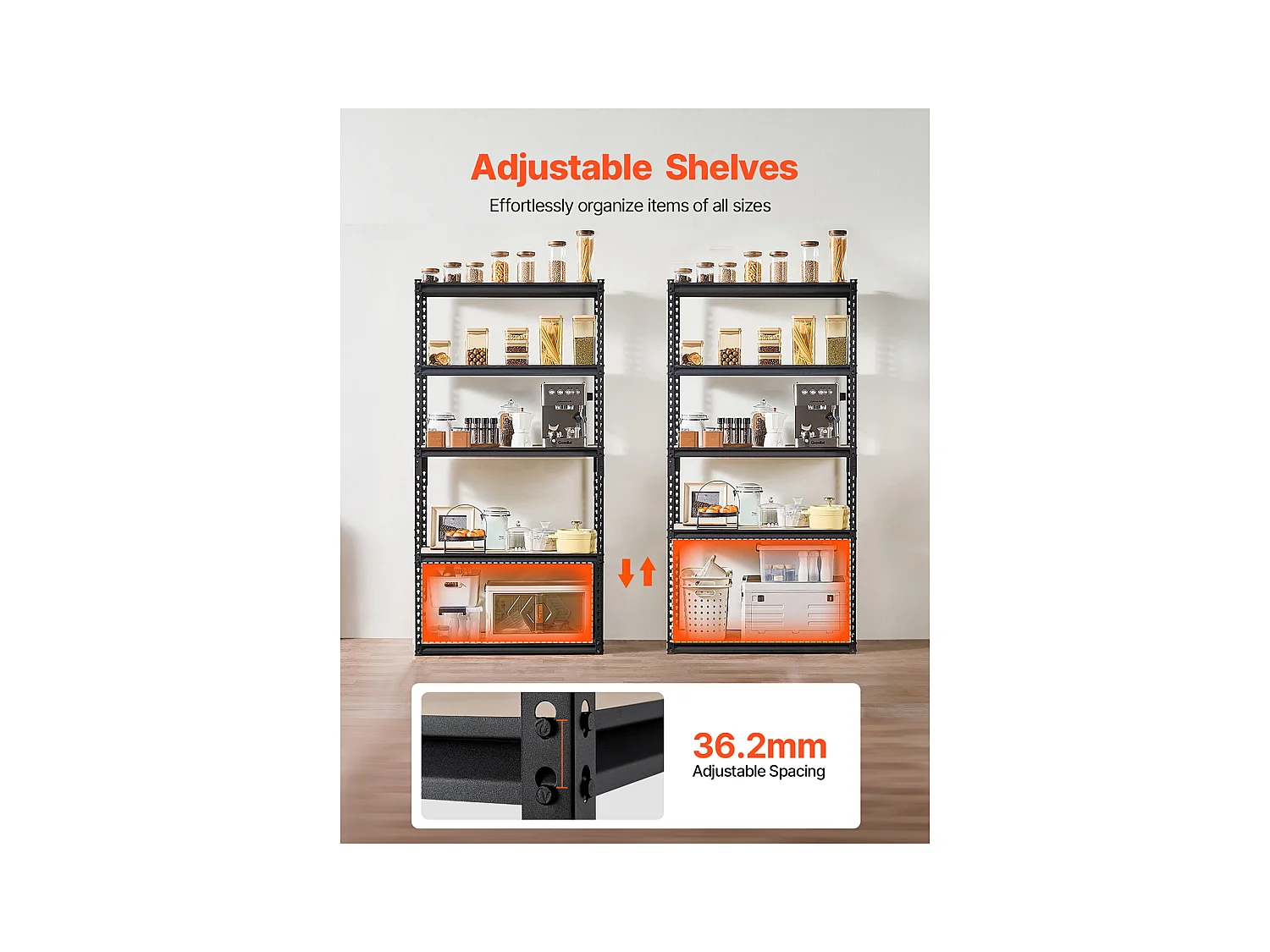 Garagenregale aus Metall SucceBuy Lagerregale, 41 cm T x 91 cm B x 181 cm H, 5-Stöckiges Garagenregal