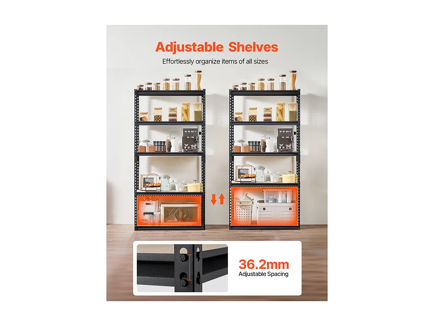 Metalen Garagestellingen SucceBuy Opbergplanken 41 cm D x 91 cm B x 181 cm H 5-Laags Garage-Opbergrek