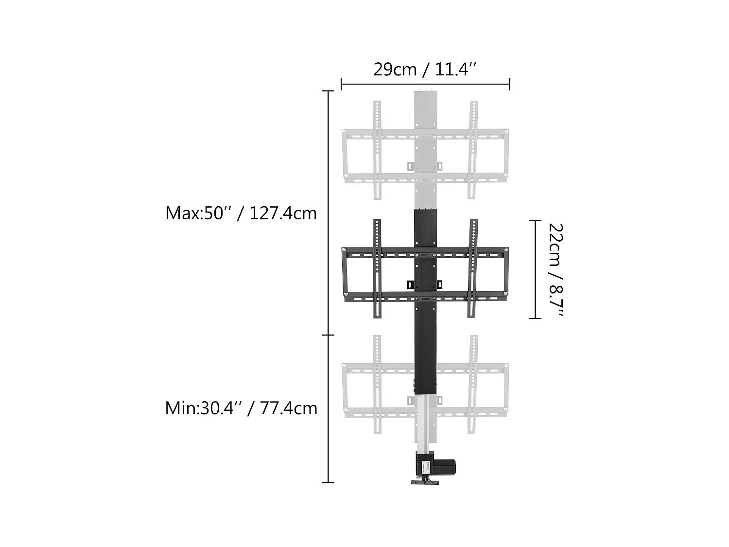 Support TV Murale SucceBuy Support de Levage Automatique pour Téléviseur 220 V, 71 cm, Télécommande, Usage Domestique, Noir