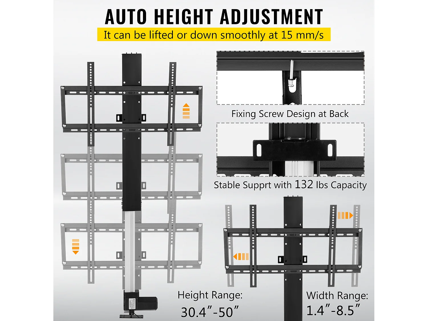 Soporte de Pared para TV SucceBuy Soporte Elevador Automático para TV de 220 V y 71 cm con Control Remoto para Uso Doméstico, Negro