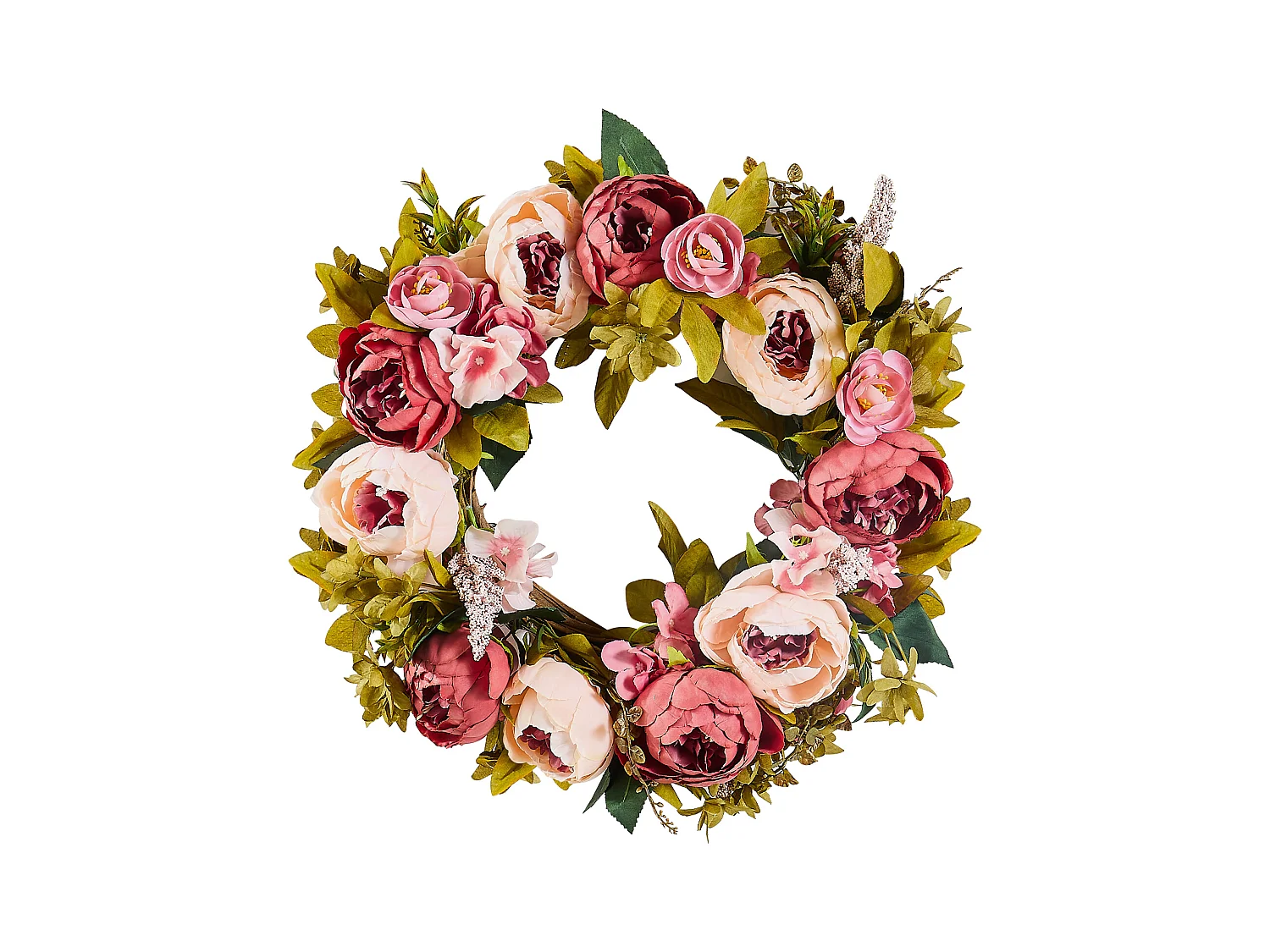 Plante Artificielle, SucceBuy Couronne Artificielle de 48,26 cm, Pivoines et Hortensias Roses, toute l'Année