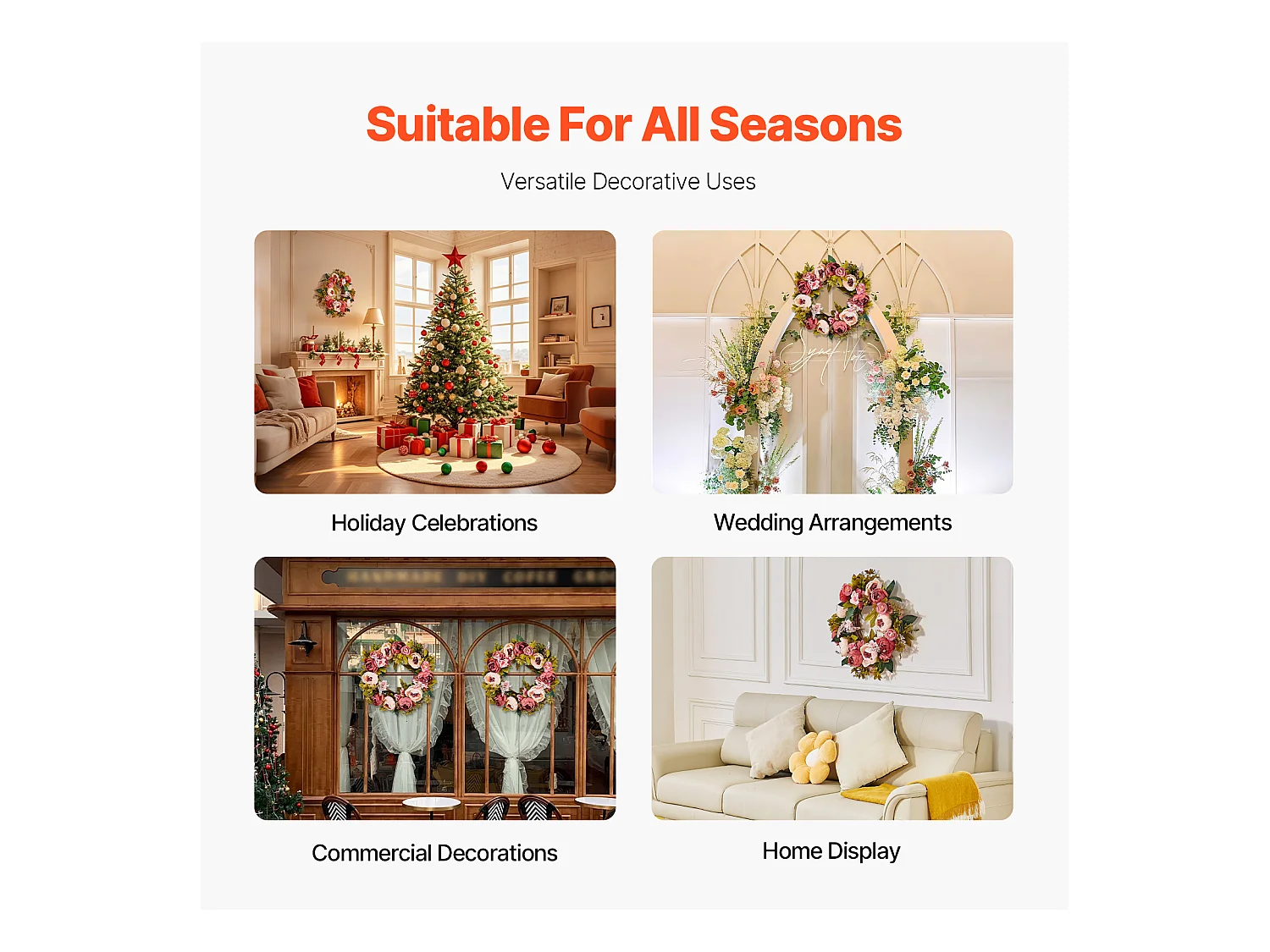 Plante Artificielle, SucceBuy Couronne Artificielle de 48,26 cm, Pivoines et Hortensias Roses, toute l'Année