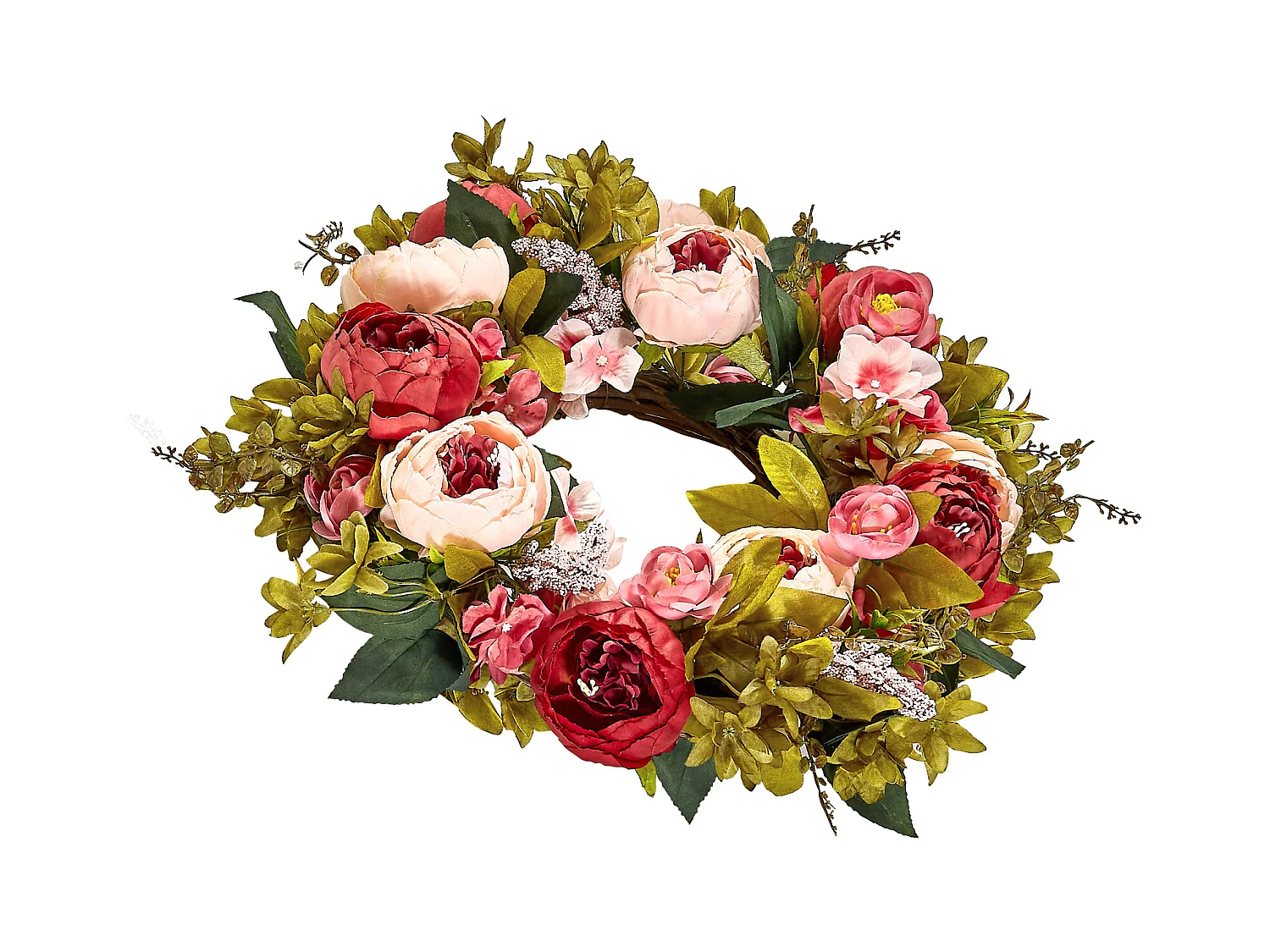 Plante Artificielle, SucceBuy Couronne Artificielle de 48,26 cm, Pivoines et Hortensias Roses, toute l'Année