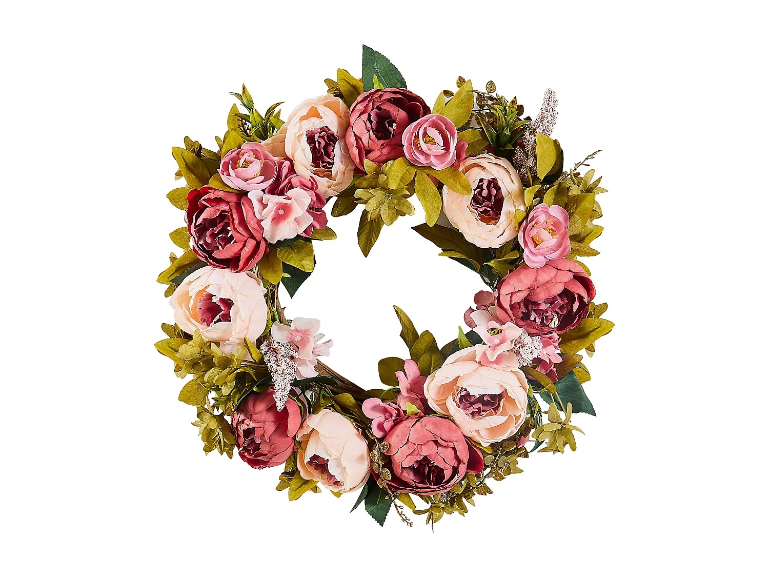 Plante Artificielle, SucceBuy Couronne Artificielle de 48,26 cm, Pivoines et Hortensias Roses, toute l'Année