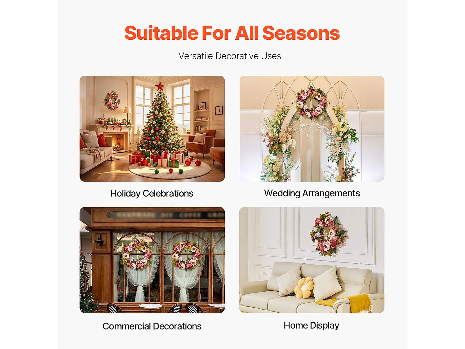 Plante Artificielle, SucceBuy Couronne Artificielle de 48,26 cm, Pivoines et Hortensias Roses, toute l'Année