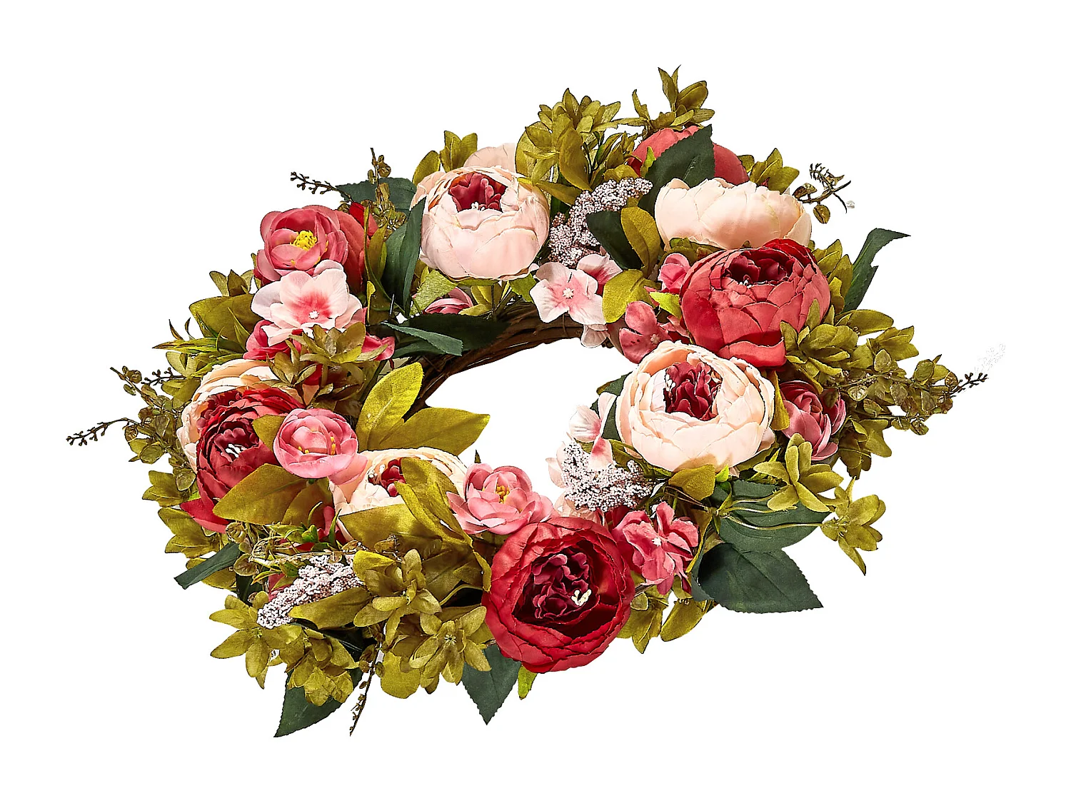 Plante Artificielle, SucceBuy Couronne Artificielle de 48,26 cm, Pivoines et Hortensias Roses, toute l'Année