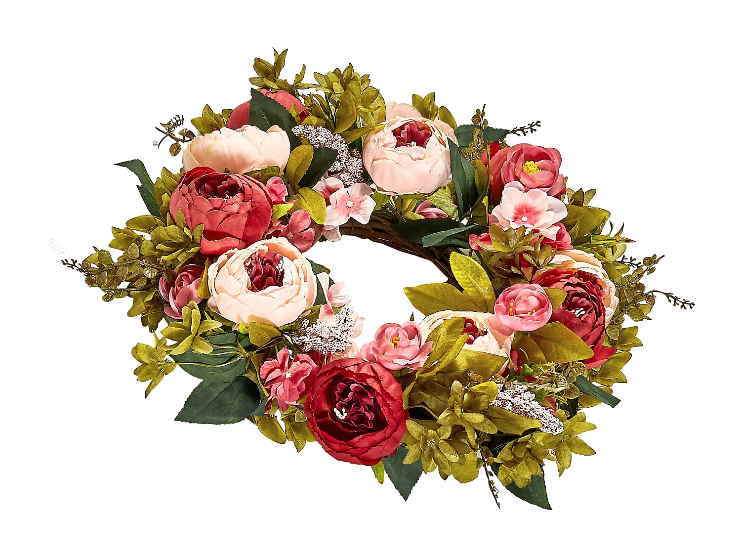 Plante Artificielle, SucceBuy Couronne Artificielle de 48,26 cm, Pivoines et Hortensias Roses, toute l'Année