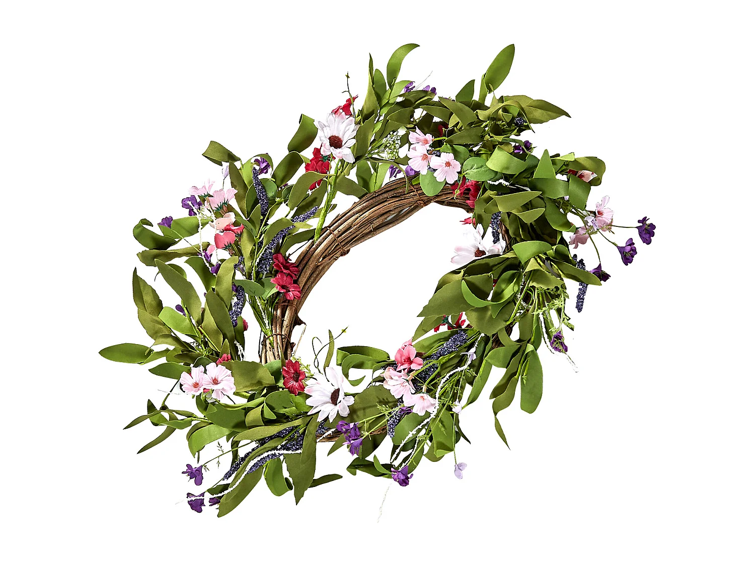 Plante Artificielle, SucceBuy Couronne Artificielle de 55,88 cm, Décorations Roses et Vertes pour toutes les Saisons