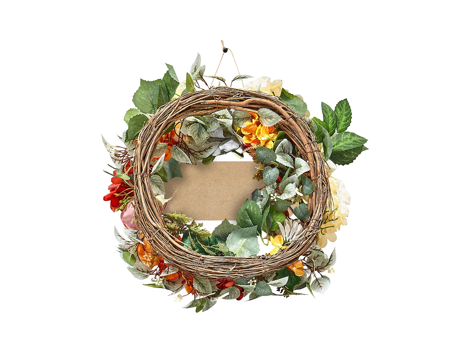 Plante Artificielle, SucceBuy Couronne Artificielle 60,96 cm Hortensias Roses Rouges Orange Jaunes