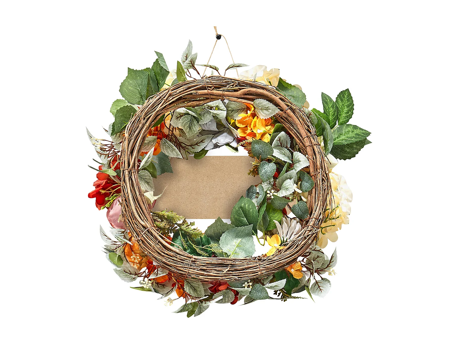 Plante Artificielle, SucceBuy Couronne Artificielle 60,96 cm Hortensias Roses Rouges Orange Jaunes