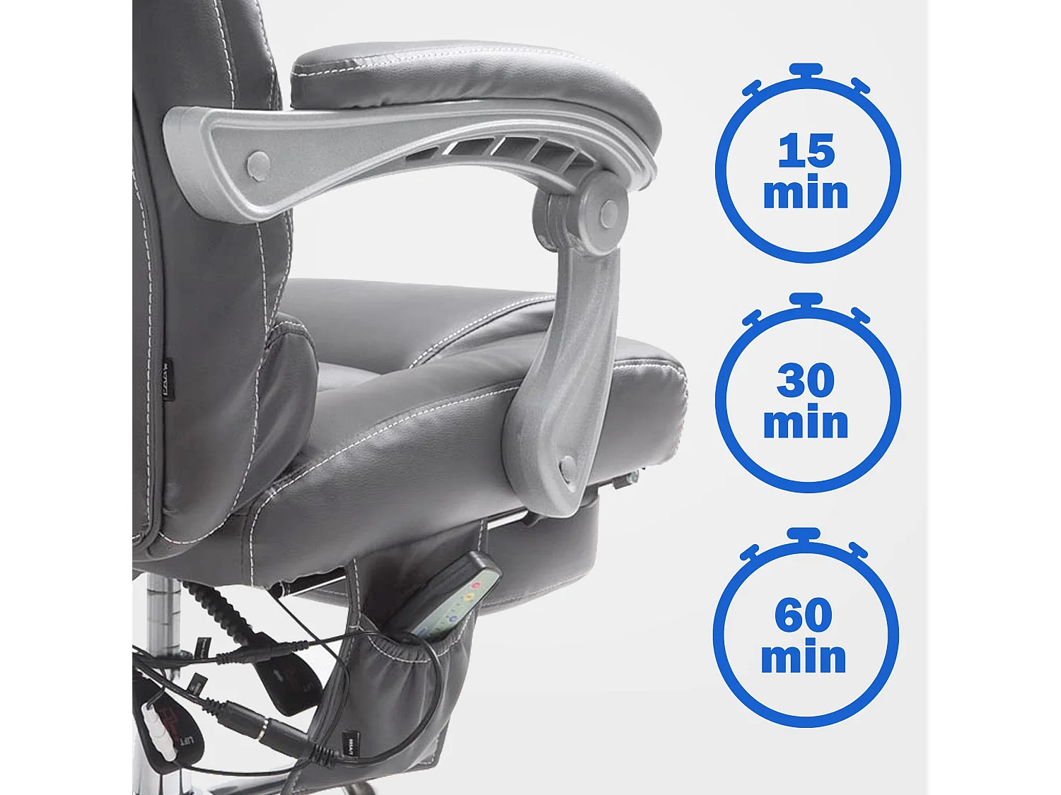 Fauteuil de bureau avec PVC grise 68 x 64 x 118 cm 10_0002584