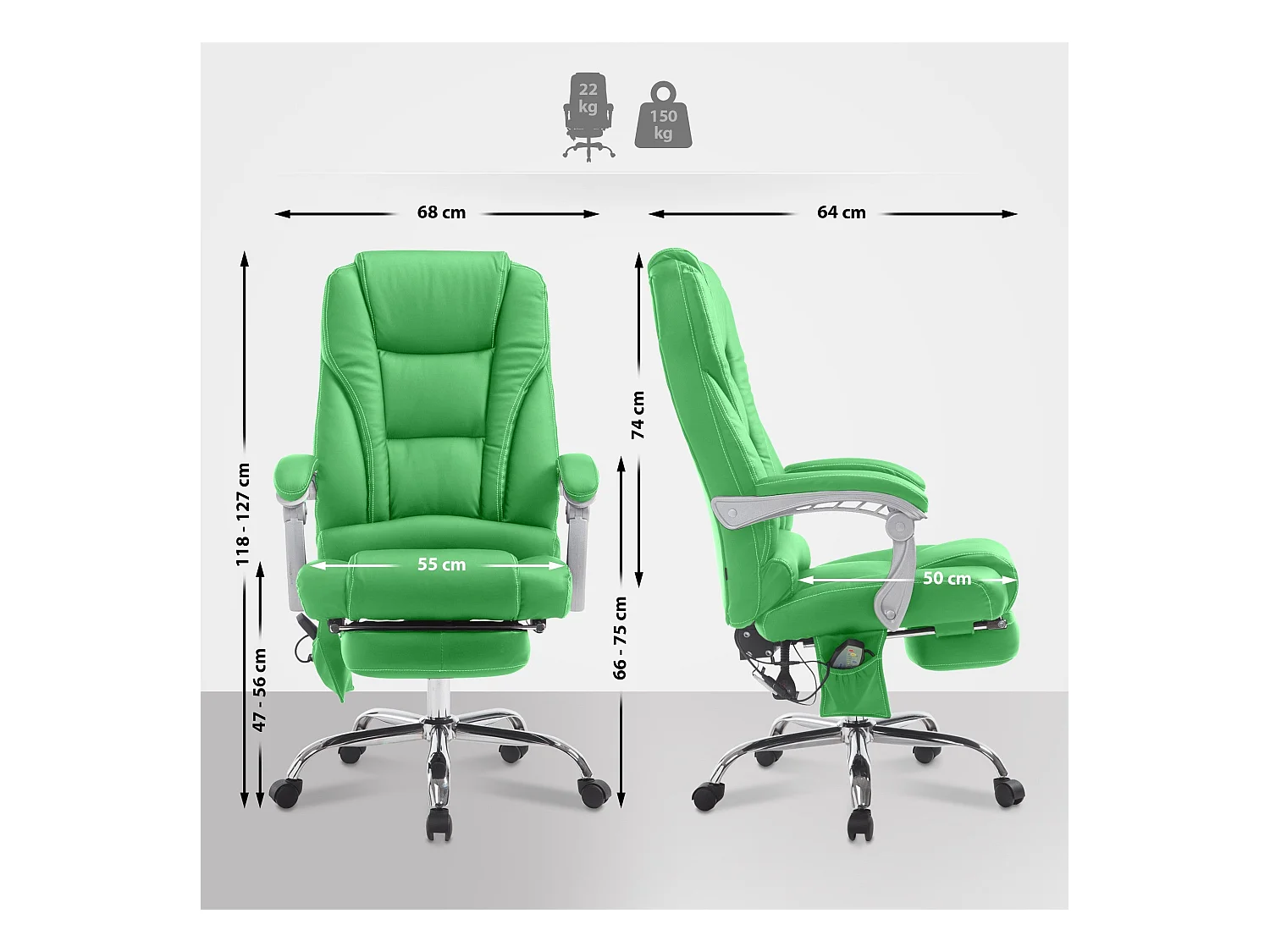 Fauteuil de bureau avec PVC 68 x 64 x 118 cm 10_0002585