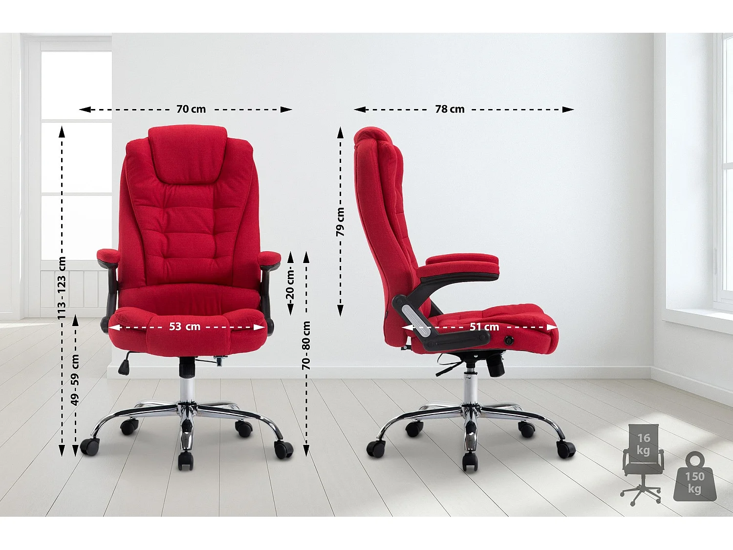 Fauteuil de bureau XXL métal argentée 69.5 x 78 x 113 cm 10_0002666