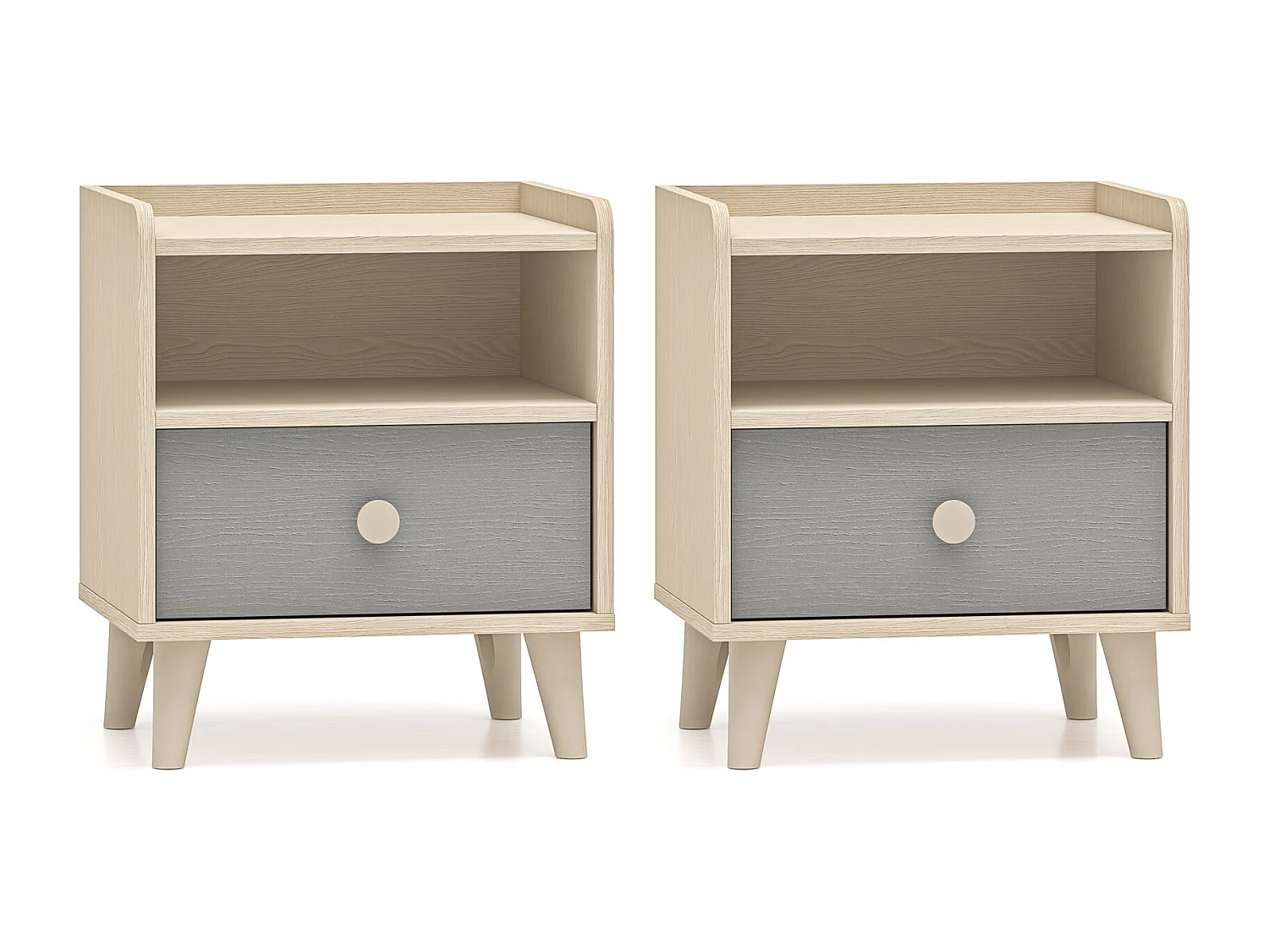 NACHTKONSOLE Mevel Wüstensand /Palladiumgrau 45 / 36 / 52cm (2er-Set)