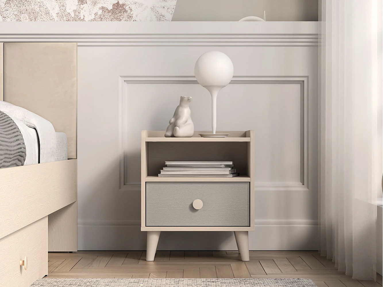 NACHTKONSOLE Mevel Wüstensand /Palladiumgrau 45 / 36 / 52cm (2er-Set)